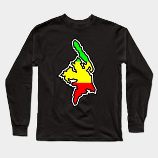 Cortes Island Silhouette in Rastafari Colours - Rasta Flag - Cortes Island Long Sleeve T-Shirt